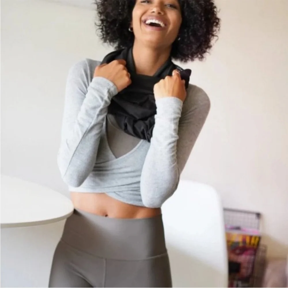Beyond Yoga Black Scarf with Logo